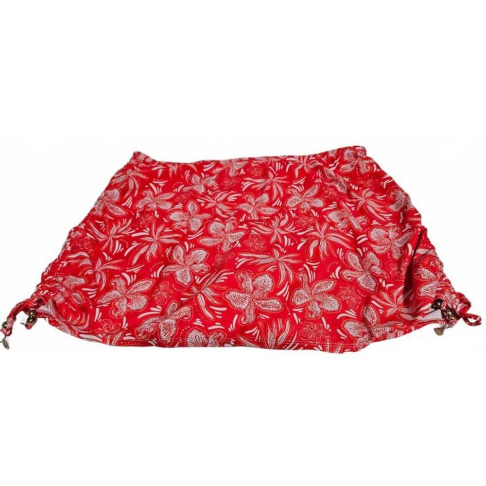 Nicole‎ Miller Studio Women's Orange Floral Swimwear Skirt Cover Up Size 3X
